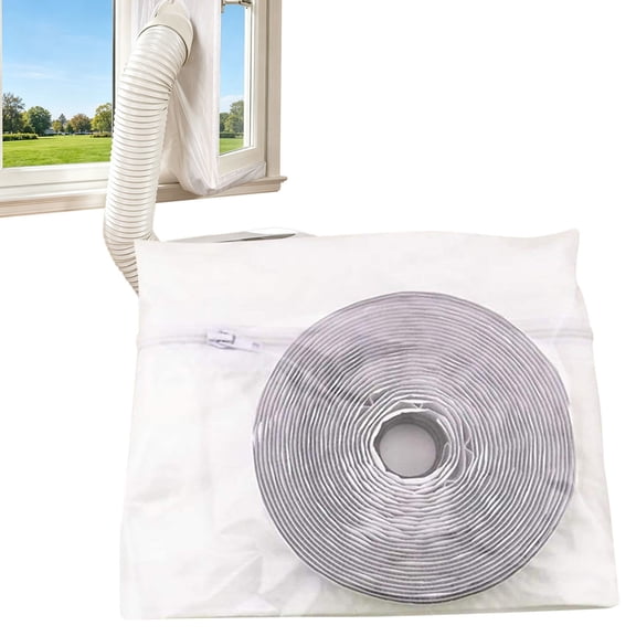HonestMatter Window Adapter for Portable Air Conditioner, Portable AC Window Vent Kit, Sliding Window Cover with Exhaust Hose Openings