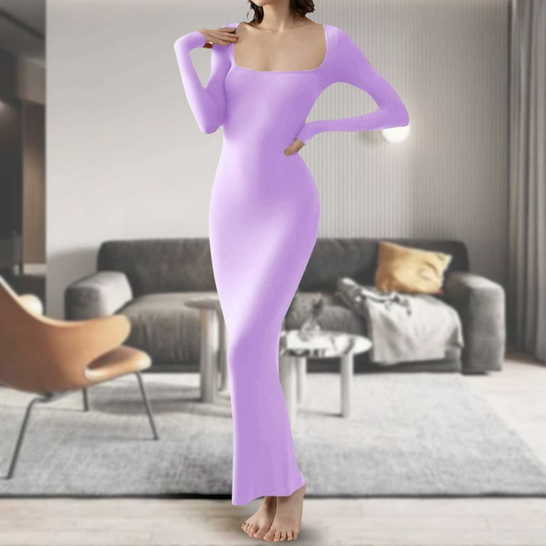 Sngxgn Women's Sleeveless Halter Midi Dress Bodycon Split Dresses(Purple,S)  - Walmart.com