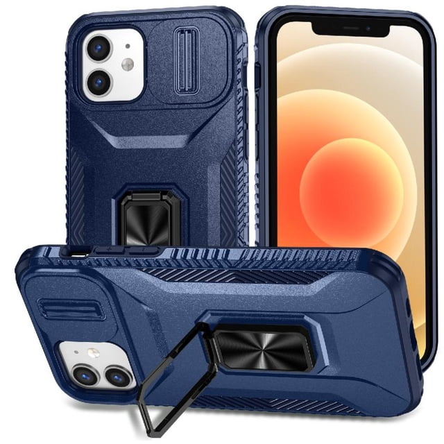 Funda para GANGXUN iPhone 12 - Soporte metálico, Función magnética, Azul