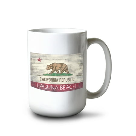 

15 fl oz Ceramic Mug Laguna Beach California Rustic California State Flag Dishwasher & Microwave Safe