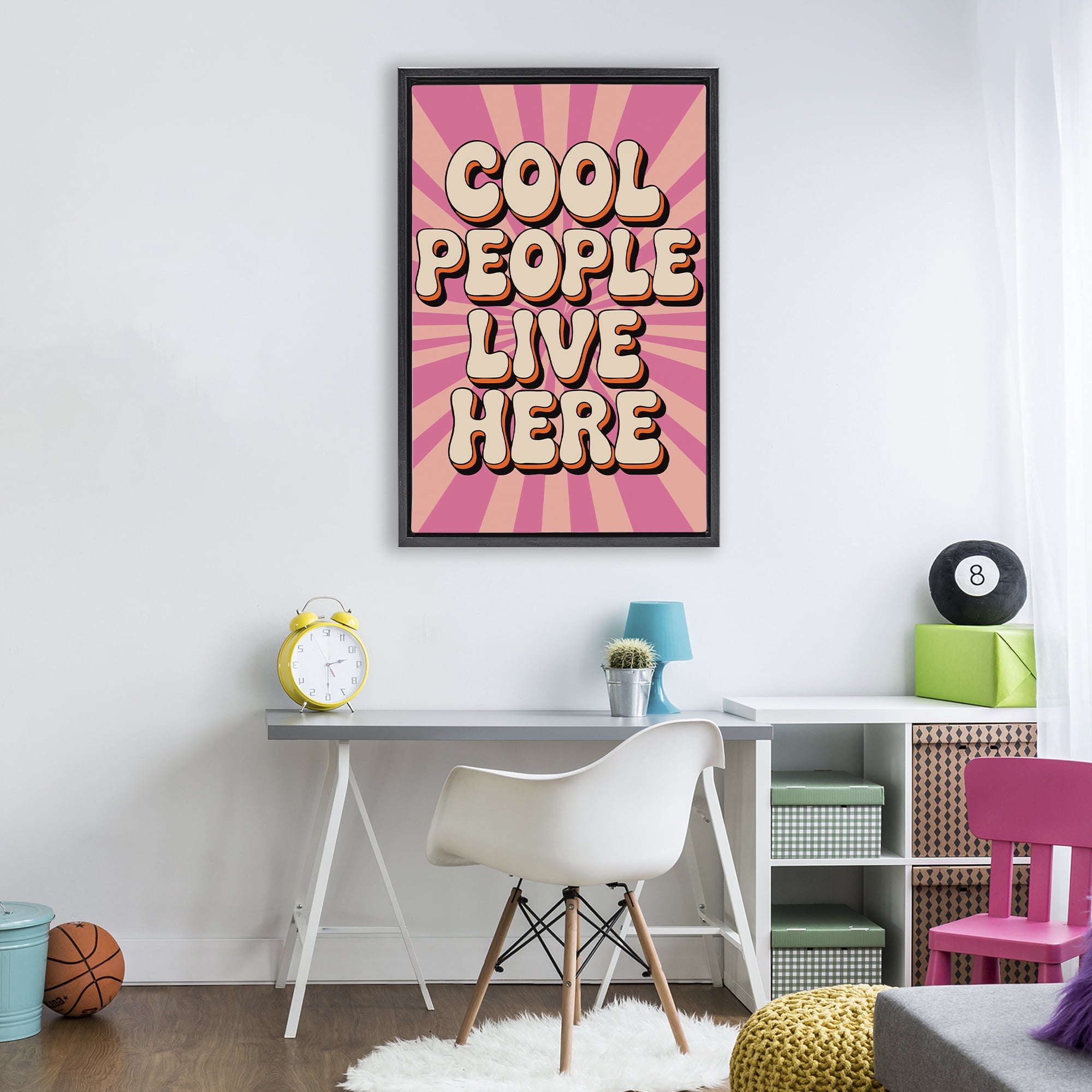 Stupell Industries Groovy Cool People Live Here Black Framed Floater Canvas Wall Art, design by Andreas Magnusson