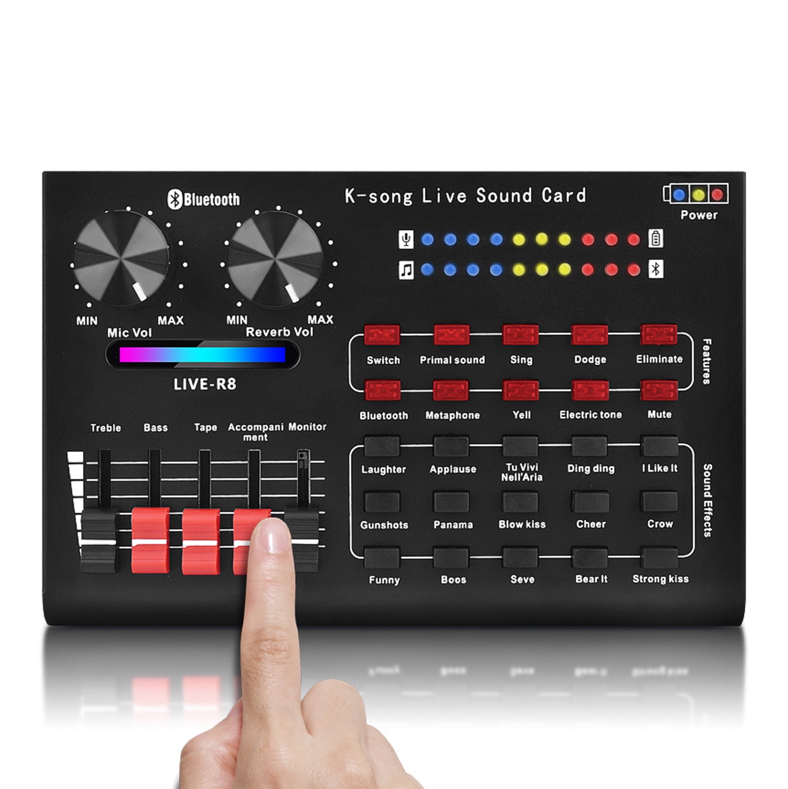 Carevas R8 Voice Changer Sound Mixer Board For Live Sound Card Multiple