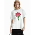 thumbnail image 1 of Valentine's Day Flower Print T-Shirt For Men And Women Round Neck Cotton Short Sleeve Sports T-Shirt For All Seasons, 1 of 6