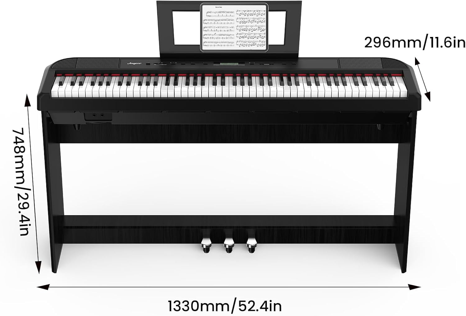 88-Key Portable Electric Full Size Keyboard Digital Piano with Metal Pedal Built-In Speakers