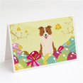 thumbnail image 1 of Border Collie Ufs de Pâques Cartes de Vœux Rouges et Blanches & Enveloppes - Lot de 8, 1 of 1