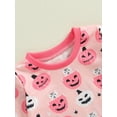 thumbnail image 6 of Suealasg Newborn Baby Girls Fall Halloween Outfit Clothes 3 6 12 18 24 Months Infant Girls Long Sleeve Pumpkin Print Romper Bodysuit, 6 of 7