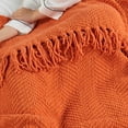 thumbnail image 5 of Home Soft Things Reversible Tweed Throw Blanket, Super Soft & Cozy - Burnt Orange, 60x80", 5 of 9