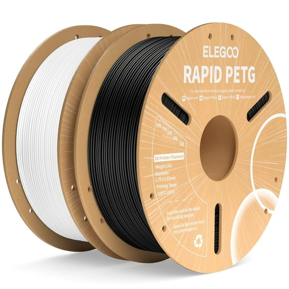 Filamento para impresora 3D ELEGOO Rapid PETG, 1,75 mm, blanco y negro, 2 kg
