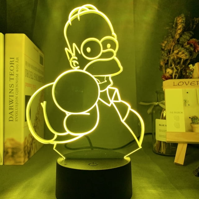 Luz nocturna LED 3D Simpsons Homers Jay Simpsons que cambia de color