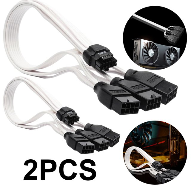 Cable de extensión Kuymtek 2 uds PCI-E 5 0 30cm para GPU 3090Ti 4070Ti 4080 4090 blanco