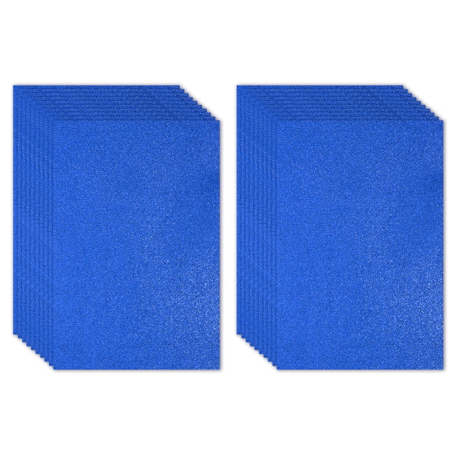 Uxcell 10 Feuilles 2 mm Feuille de Mousse Pailletée, 16 Pouces x 12 Pouces Papier EVA Bleu Scintillant