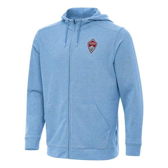Men's Antigua Heather Sky Blue Colorado Rapids Effortless Full-Zip Hoodie