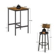 thumbnail image 4 of 3 Piece High Top Dining Set, Sesslife Wood Bar Table Set with Stools for 2, Modern Counter Height Square Dining Table and 2 Backrest Stools with PU Leather Padded, Brown, 4 of 9