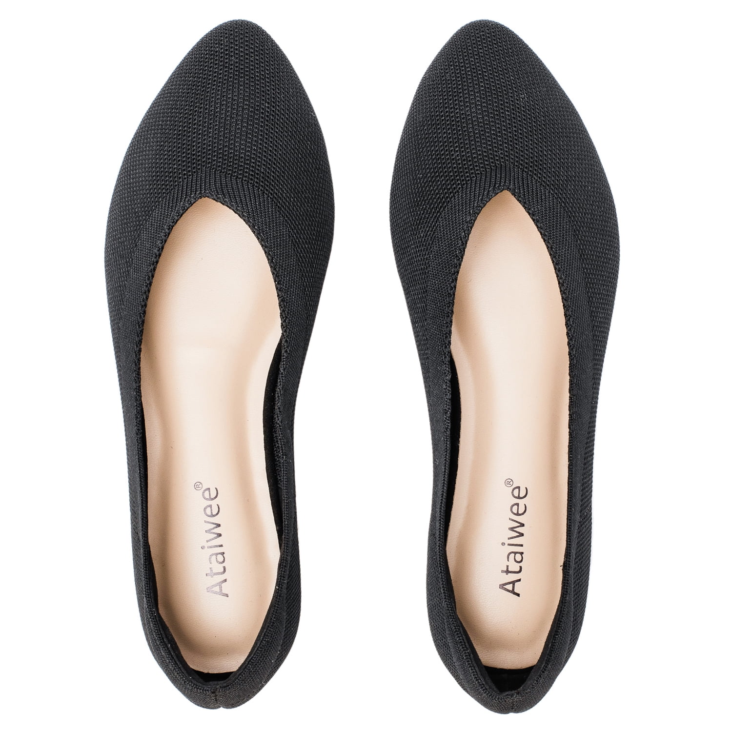 Ataiwee Women's Wide Width Flat Shoes, Plus Size Casual Pointy Toe Slip