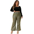 thumbnail image 3 of DARING DIVA Women's Plus Metallic Sparkly High Waist Wide Leg Pants 1X Gold, 3 of 6