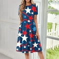 thumbnail image 4 of Bodycon Dresses For Women, American Flag T Shirt Long Dresses Casual Cotton 4Th Of July Patriotic Short Sleeve Round Neck Pocket Dress Summer Wedding Guest Dress (XXL, Sky Blue) ZMTing, 4 of 5