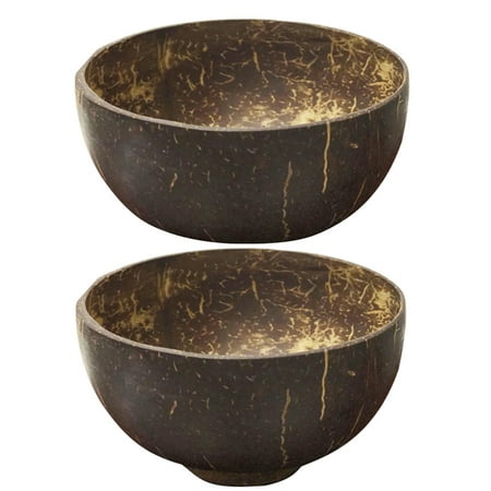 

SPRING PARK 2Pcs Coconut Bowls Eco-Friendly Natural Coconut Salad Noodles Rice Bowl Handicraft Decoration Brown Bowl