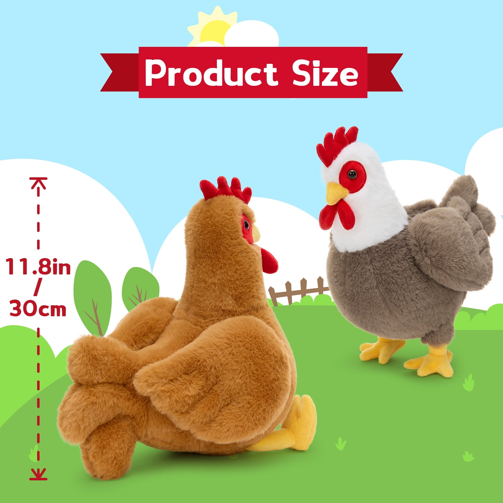 MorisMos 12'' Stuffed Easter Hen Stuffed Animals Bulk Chicken Plush Toy