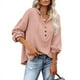 thumbnail image 4 of Blusa De Manga Larga Con Cuello En V Tops De Manga Larga Tops Con Botones De Manga Larga Blusa De Manga Larga Con Cuello En V Botón De Color Puro Casual Tops Con Capucha De Moda ANGGREK No, 4 of 8