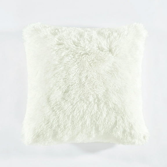 Lush Decor Emma Faux Fur Decorative Pillow Cover White Single 20X20
