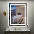 thumbnail image 1 of LED Mirror for Bathroom x Backlit + Front Lighted Bathroom Mirror with Lights HighDensity Double Light Strips Colors ShatterProof Fog and Brightness Memory, 1 of 8