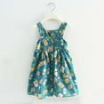 thumbnail image 2 of Odeerbi 2025 Summer Baby Girls Sleeveless Sling Pocket Dress Colorful Fruit Print Children's Clothing, 2 of 9
