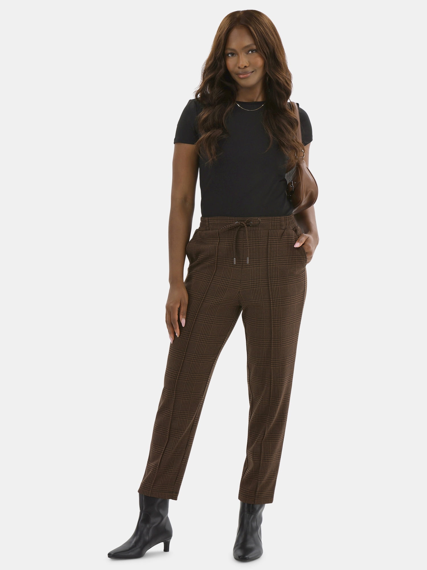 Time and Tru Women's High Rise Tapered Drawstring Pants with