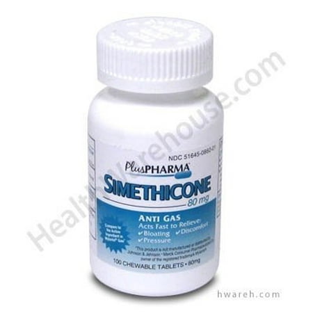 Plus Pharma Simethicone Anti Gas Chewable Tablets, 80 mg, 100