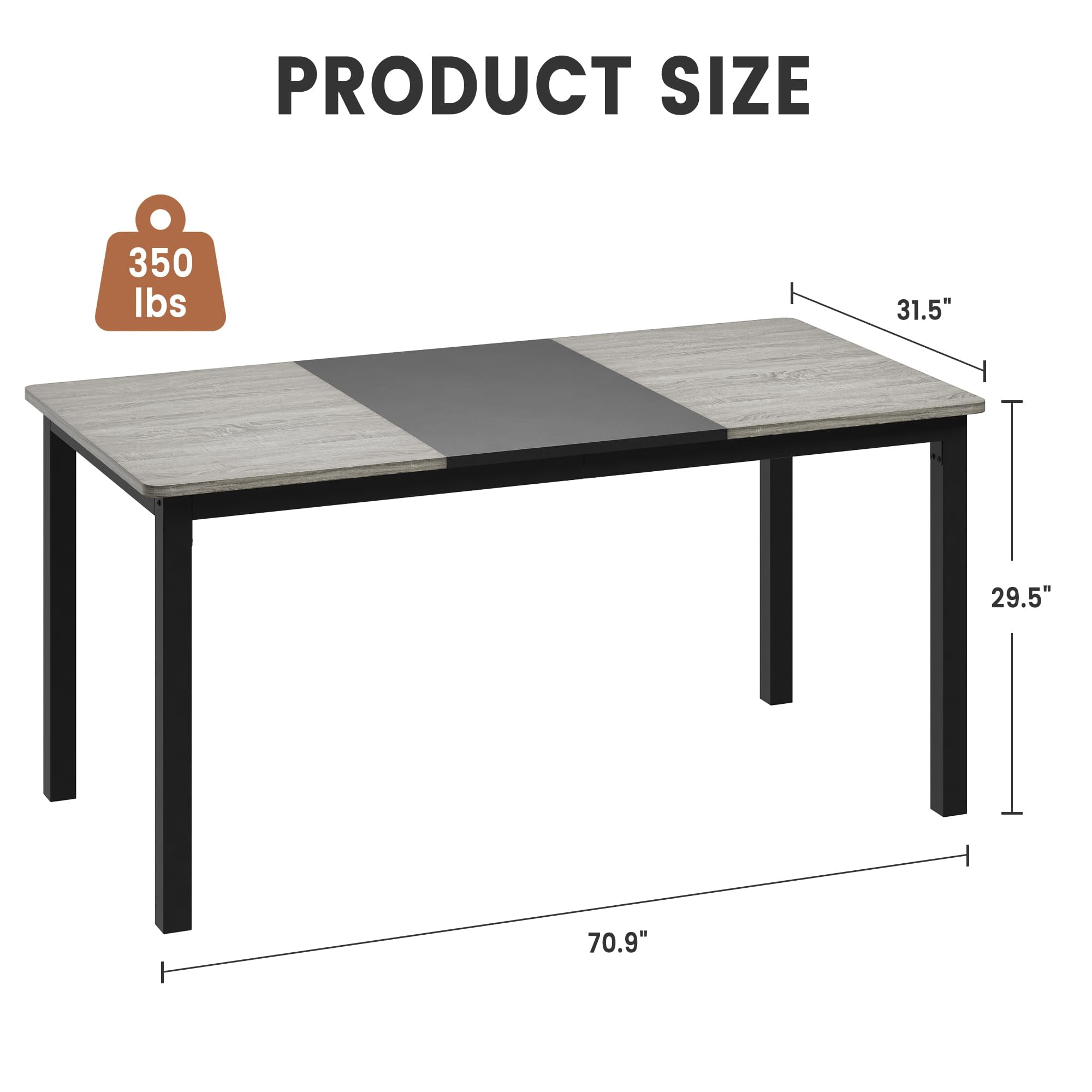 Accreate Computer Desk, Large Office Desk with Storage, Writing Desk Work Desk for Home Office, Study, Modern Simple Desk, Large Legroom, Metal Frame