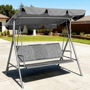 GVDV 3-Person Porch Swing, Outdoor Patio Swing with Adjustable Canopy and Steel Frame for Garden and Backyard, Grey