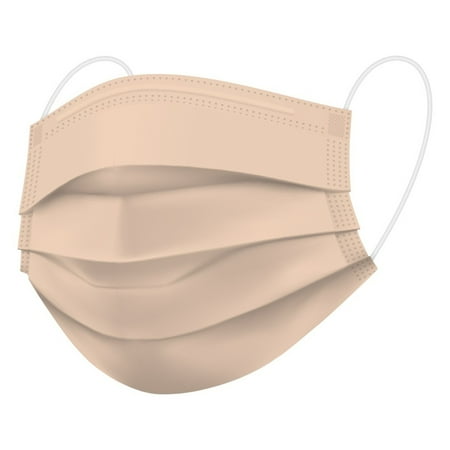 WeCare Face Masks - Box of 50, 3-Ply, Individually-Wrapped - Nude / Peach