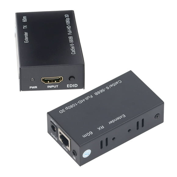 65.6 Yards Extension, Aluminium Alloy HD Ethernet Extender Transmit Receiver, Infrared Remote Control, Anti Interference, CAT6 Cable, for Monitoring Computer