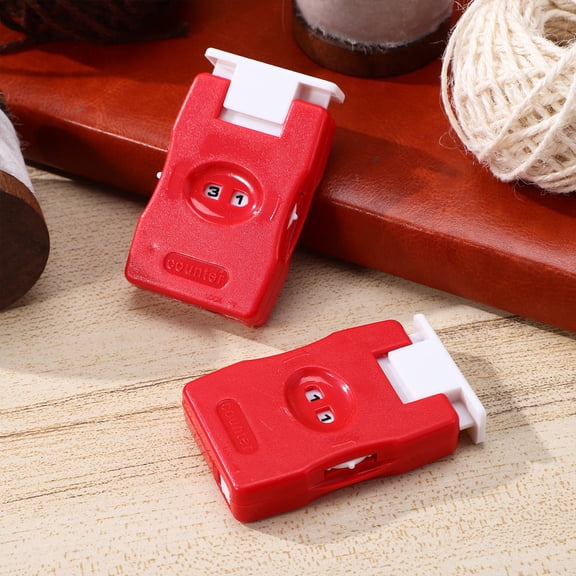 PENIKOKO 2-Pack Compact Red Knitting and Crochet Counters for Beginners and Crafters