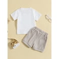 thumbnail image 3 of GXFC Toddler Baby Boys Shorts Outfits Infant Boys Short Sleeve Letters Print T-shirt Tops and Drawstring Shorts Pants Newborn Boys Summer Two Piece Set 0-3T, 3 of 9