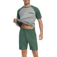 thumbnail image 3 of MINTREUS Men's Pajama Set Short sleeved Round Neck 2-piece Set Men's Shorts Casual Set Raglan Pajamas, 3 of 7