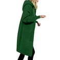 thumbnail image 3 of Guieoi Casual Long Sweatshirts for Women Plus Size Zipper Front Women's Trendy Solid Color Long Sleeve Hooded Jackets with Pockets Green Black*Friday/Cyber*Monday, 3 of 4