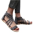 thumbnail image 3 of Zapatos de punta abierta de verano para mujer Sandalias cómodas con cremallera Pisos Sandalias de playa informales Wmkox8yii  shjk2299, 3 of 9