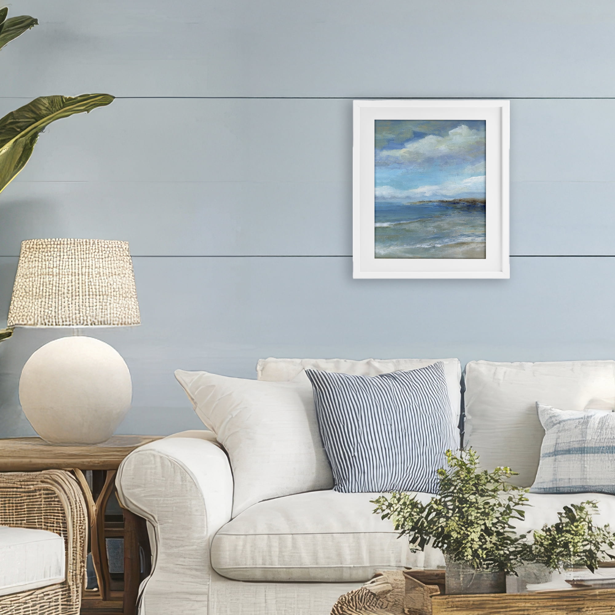 Stupell Industries Shore's Calm Breeze White Framed Print Under Glass, design by Carol Robinson
