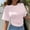 Pink, variant on DuoJiaJ Women Korean Design Sense Round Neck Sleeve Short Sleeve T Shirt Women's New Summer All Matching Solid Color Loose Top Boho Style Blouses Pink L