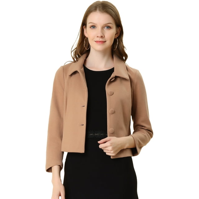 INSPIRE CHIC Blouson Bomber Court Élégant pour Femme à Boutons, Col Pointu