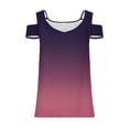 thumbnail image 4 of Plebaso Cold Shoulder Womens Gradient Tops V Neck Short Sleeve Blouses Loose Basic Tees Summer Casual Shirts, 4 of 5