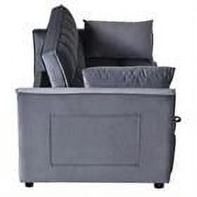 Demi Bonn Convertible Sofa Bed, 3-in-1 Velvet Sleeper Sofa Couch with Pullout Bed, Sectional Sofa with Side Pockets and Adjustable Backrest for Living Room, Gray