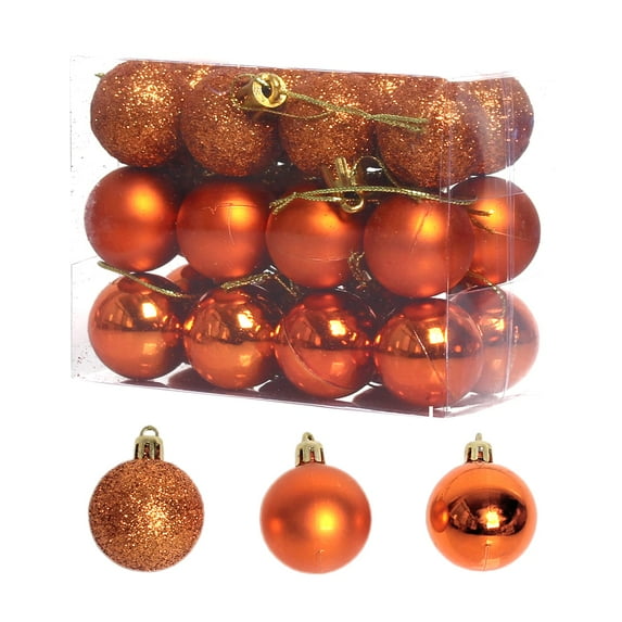 Orange Christmas Balls, Christmas Day Ornaments,24 Pcs Shatterproof Christmas Ball Hanging Ball for Xmas Tree Party Decoration Frosted Christmas Ball, Matte, Shiny Christmas Ball,1.18"