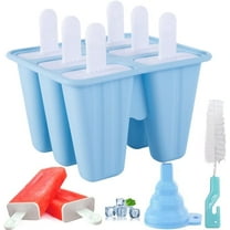 GIXUSIL Silicone Popsicle Molds, 6 Pieces Ice Pop Molds, BPA Free Popsicle Mold Reusable Easy Release Ice Pop Maker, Popsicle Mould with Cleaning Brush and Silicone Funnel, Popsicle Molds Blue