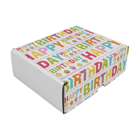 Ucanpack Happy Birthday Printed Mailer Box 8x8x4", Made In USA - Cardboard Gift Boxes 50 Pcs, Cute Boxes For Small Business, Literature Mailers, White Tuck Top Mailer Box