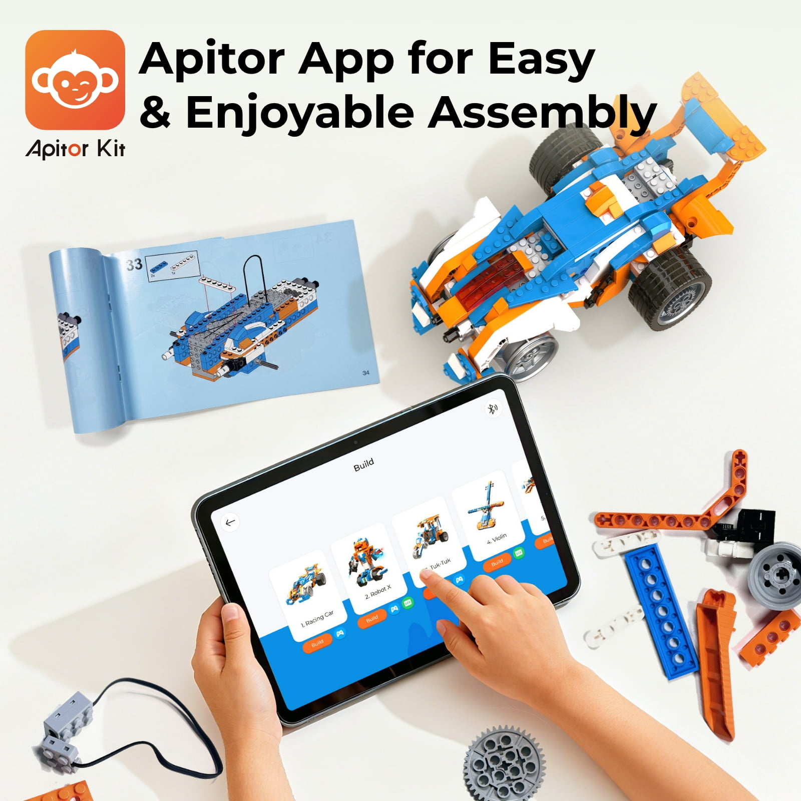Apitor Robot X Robot Building Kit, 12-in-1 Programmable Remote App-Controlled Car Coding Set, STEM Educational Birthday Gifts for Boys Girls Kids Aged 8-12 (600 Pieces)