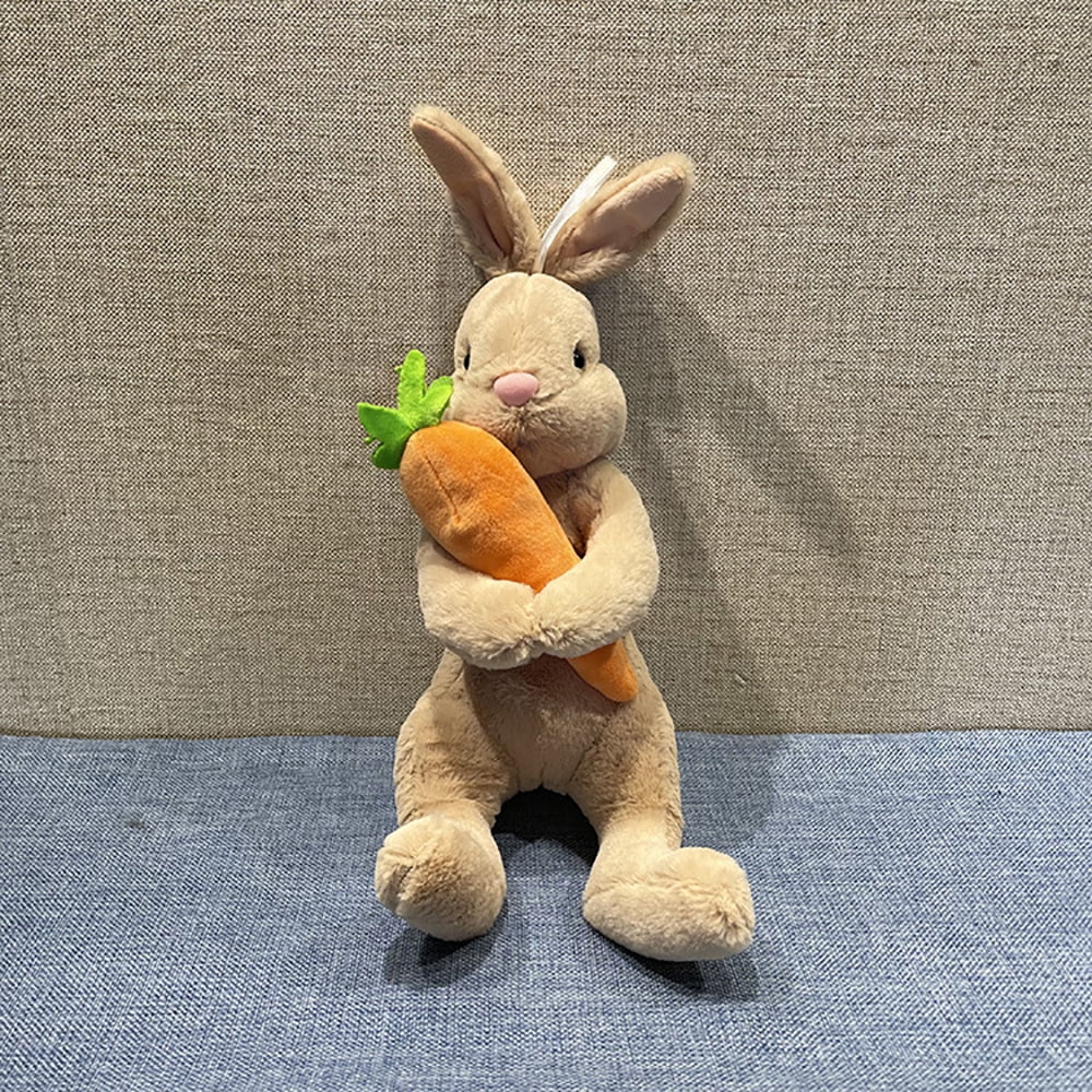 Rabbit Hold Carrot Doll Stuffed Plush Bunny Plush Toy Kids Sleeping Pet Buddy Cute Squishy Ragdoll Easter Decorations Bunny