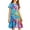 Multicolor, variant on JoyHoop Girls Casual Elastic Crew Neck Floral Printed Solid Color A-Line Swing High Waist Midi Dress