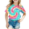 thumbnail image 3 of Kiijoy Toddler Girls Tie Dyed T-Shirt Summer Casual Short Sleeve Tshirt Tee Top, Sizes 3-13, 3 of 3