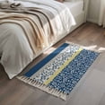 thumbnail image 2 of Kitchen Runner Rugs, Country Leaves Dark Blue 2'x3' Throw Rug with Tassels, Stitching Stripes Washable Soft Floor Carpet Runner for Hallway Bedroom Bathroom Laundry Room, 2 of 9